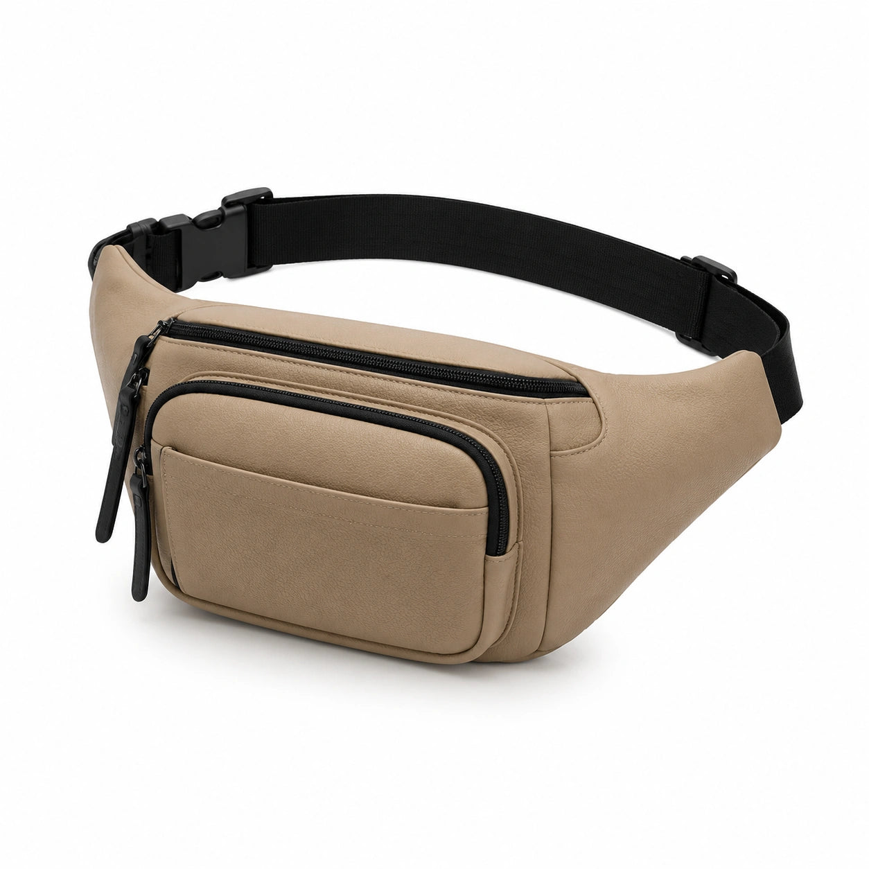 Gürteltasche 30 x 14 x 8 cm aus Kunstleder Beige mit verstellbarem Gurt für Freizeit
