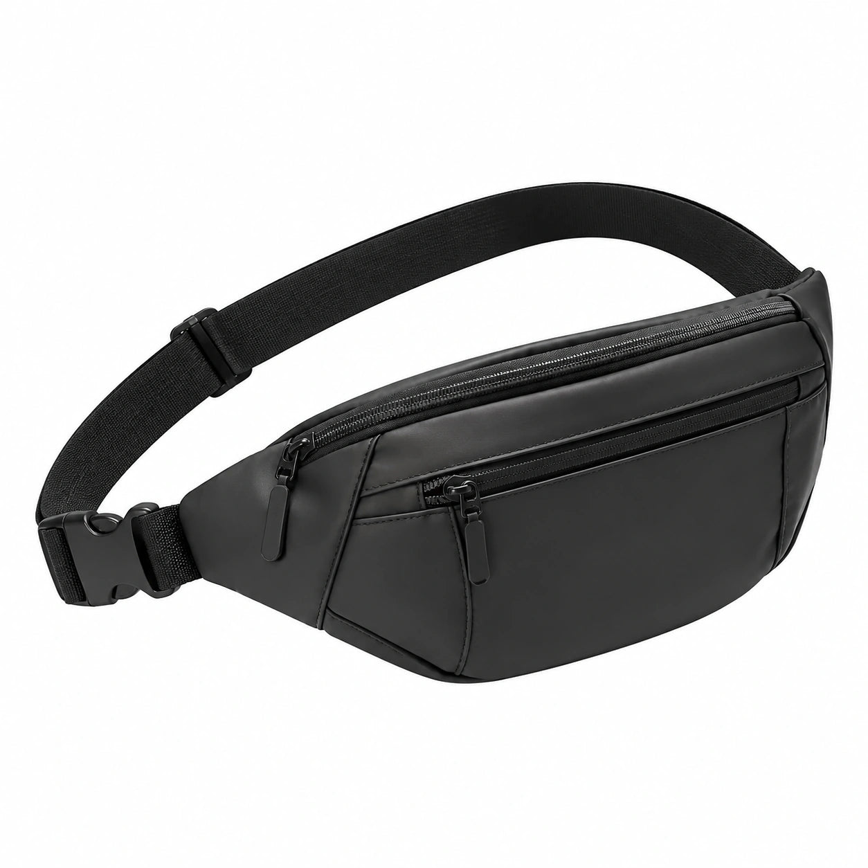 Bauchtasche 30 × 8 × 15 cm aus Kunstleder Schwarz mit verstellbarem Gurt für Alltag