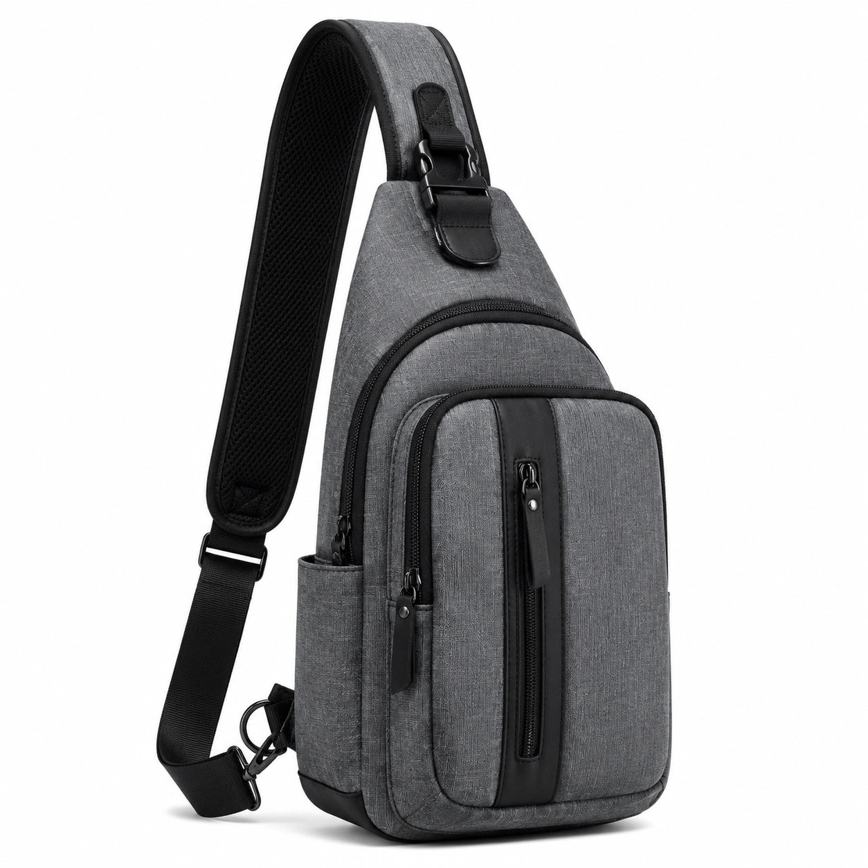 Umhängetasche 18 × 10 × 32 cm Grau Textil für den Alltag mit mehreren Fächern