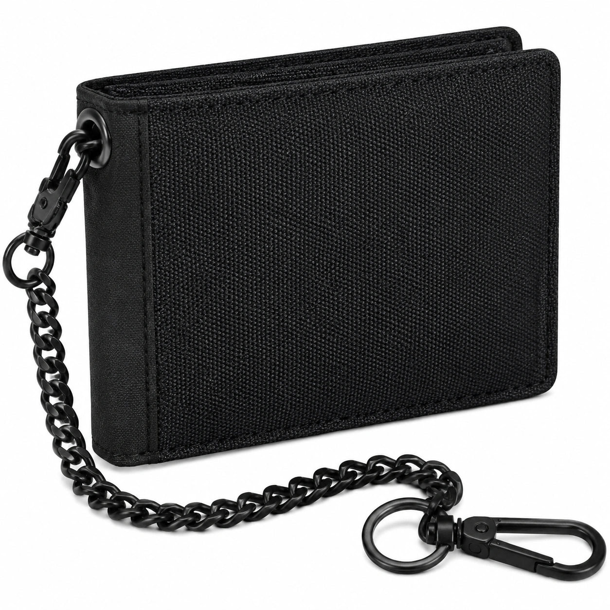 Geldbörse 12 x 9.5 x 2 cm aus Textil Schwarz mit Sicherheitskette