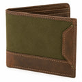 Geldbörse 11 x 9 x 2 cm aus Textil und Kunstleder in Olivgrün Braun im Vintage-Stil