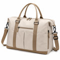 Reisetasche 48 x 22 x 33 cm aus Textil in Beige/Braun mit Schultergurt und Fächern