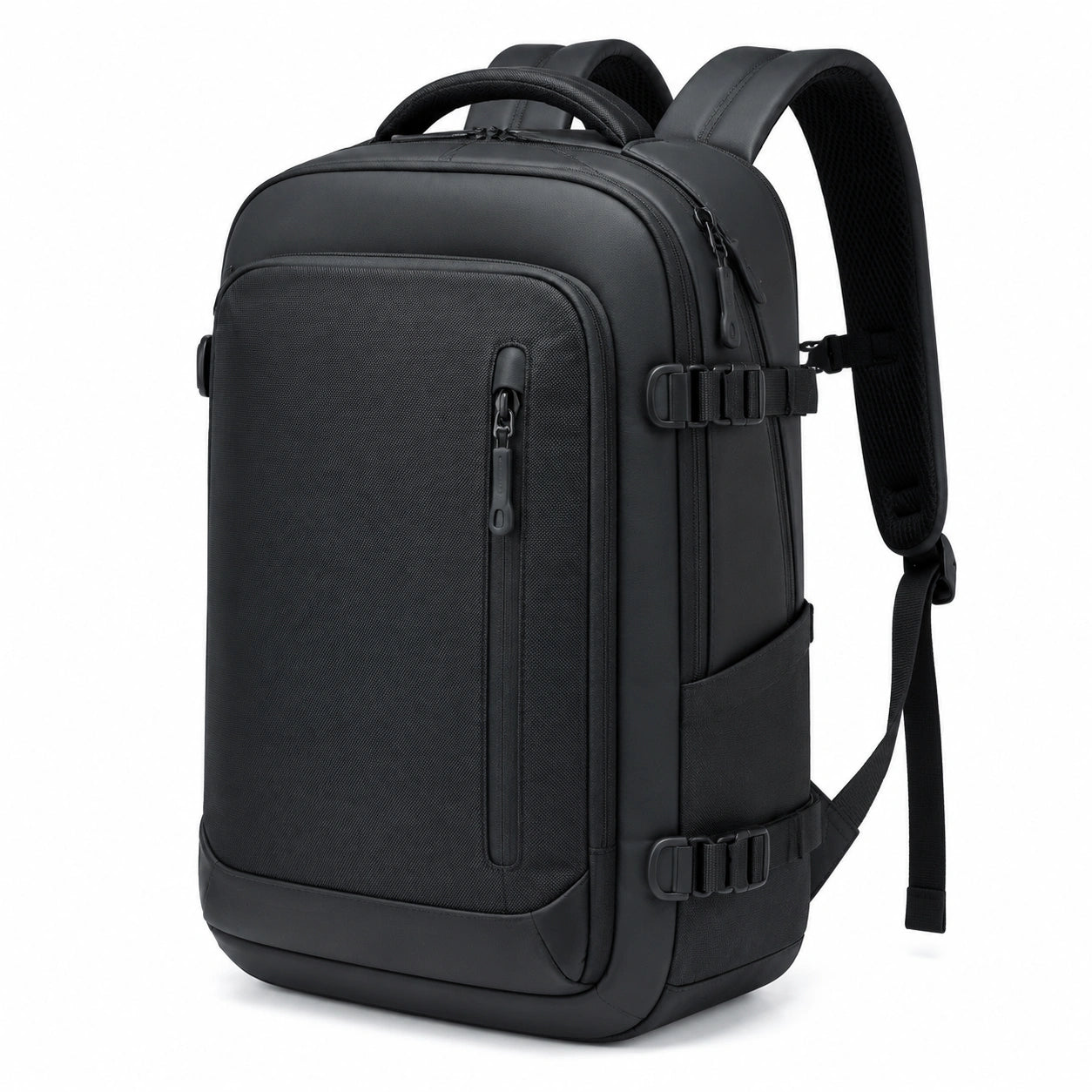 Rucksack 32 x 18 x 48 cm Schwarz aus Synthetik mit Mehrfachfächern für Alltag und Reise