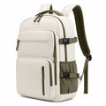Rucksack 30 x 18 x 45 cm aus Kunstleder in Cremeweiß Olivgrün mit Mehrfachfächern