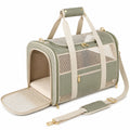 Haustier-Transporttasche 45 x 28 x 30 cm Textil und Mesh Grün Beige Tragbar