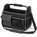 Werkzeugtasche 42 x 23 x 30 cm aus Polyester Schwarz Grau für Handwerk mit Schultergurt